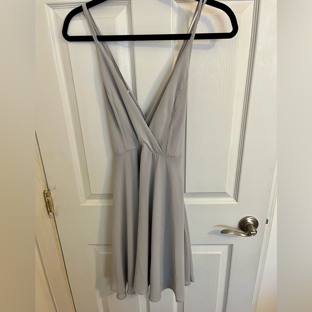 Lulu’s gray mini dress with delicate cross back size small